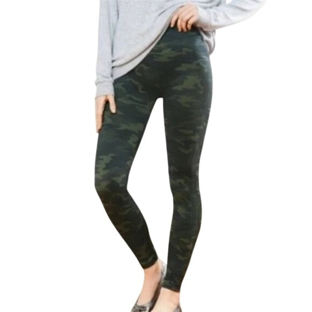 Spanx Look at Me Now Leggings Size Medium Camo Pull On High Rise Yoga Athleisure